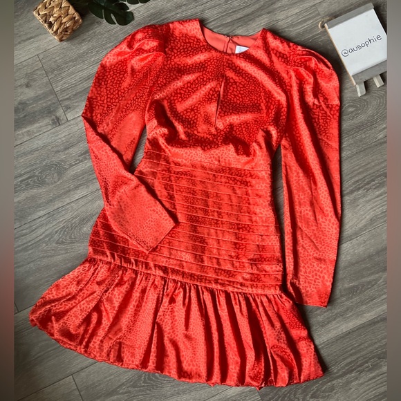 ONE33 Social Long Sleeve Jacquard Keyhole Mini Dress Size 8 - Picture 6 of 16